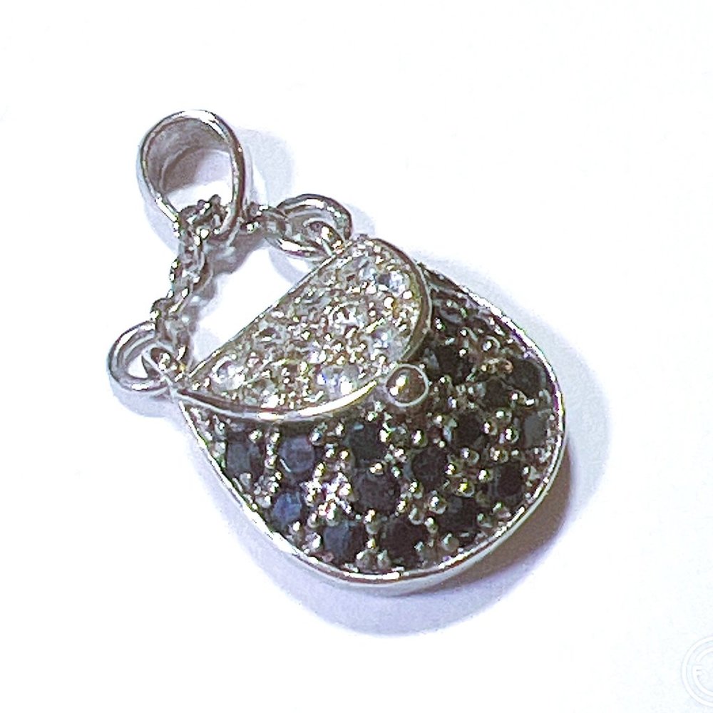 💲 PRICE DROP! NWOT Purse Charm/Pendant - Silver, 925, White and Black Crystals